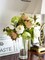 2PCS Rustic Artificial Peony Bouquets – Silk Flowers with Hydrangeas in Beige, Brown & Green Tones for Wedding, Dining Table Centerpieces, Farmhouse Home, Living Room & Vase Decor